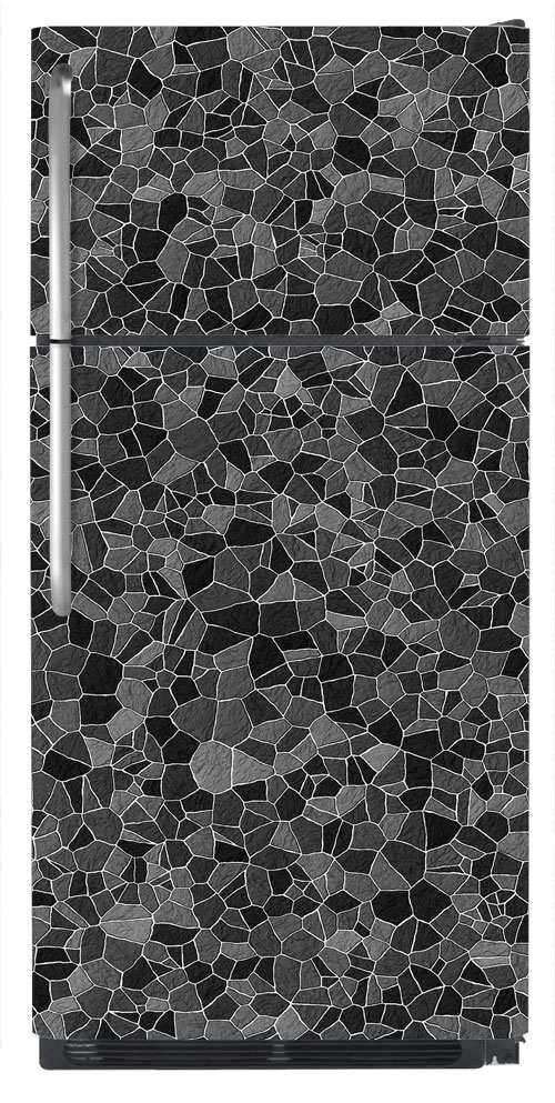 Black Cobble Stone Refrigerator Wrap