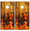 Burning Wood Cornhole Board Wrap