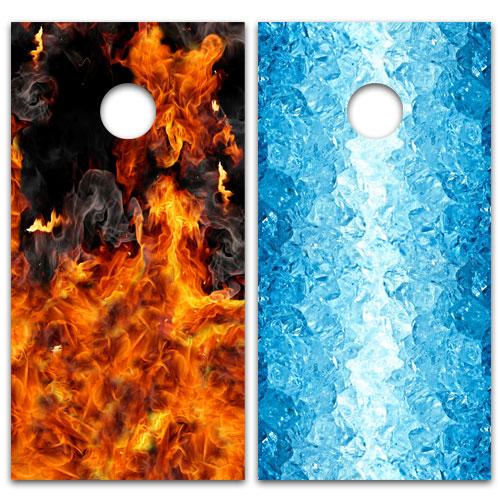 Fire & Ice Cornhole Board Wrap