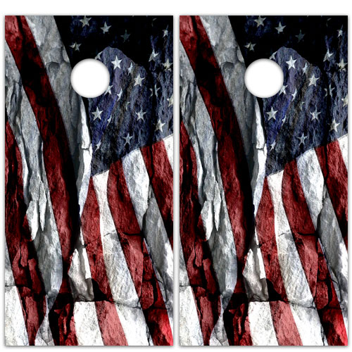 US Rock Flag Cornhole Board Wrap