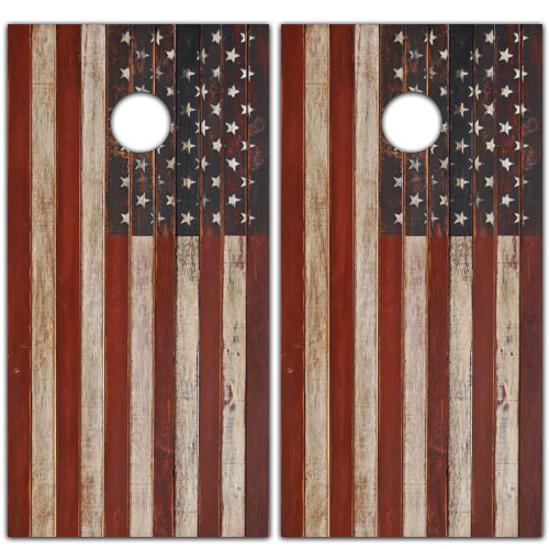 US Wood Flag Cornhole Board Wrap