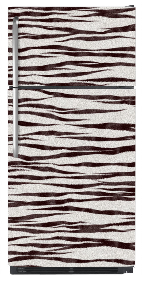 White Tiger Print Refrigerator Wrap